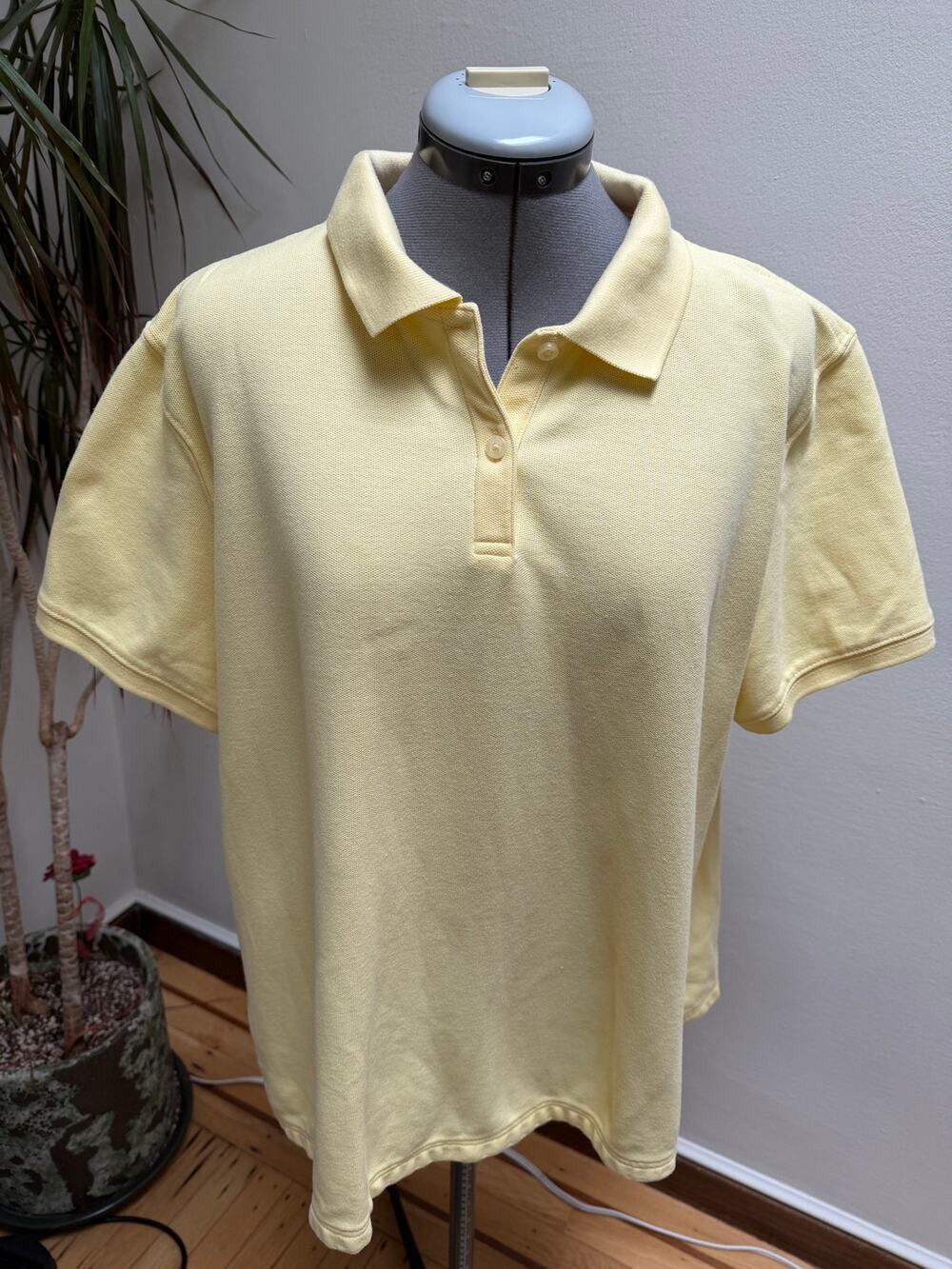 L.L. Bean Premium 100% Cotton Pique Polo Shirt Yellow Relaxed Fit 2X Plus